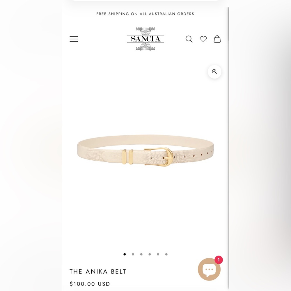 The Anika Belt — Cream Leather with Gold Buckle
